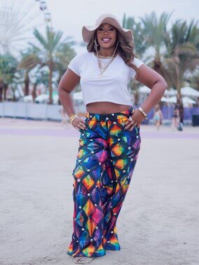 Harlequin Wide Leg Festival Trousers Pants Slacks Festival Colorful Loud Argyle